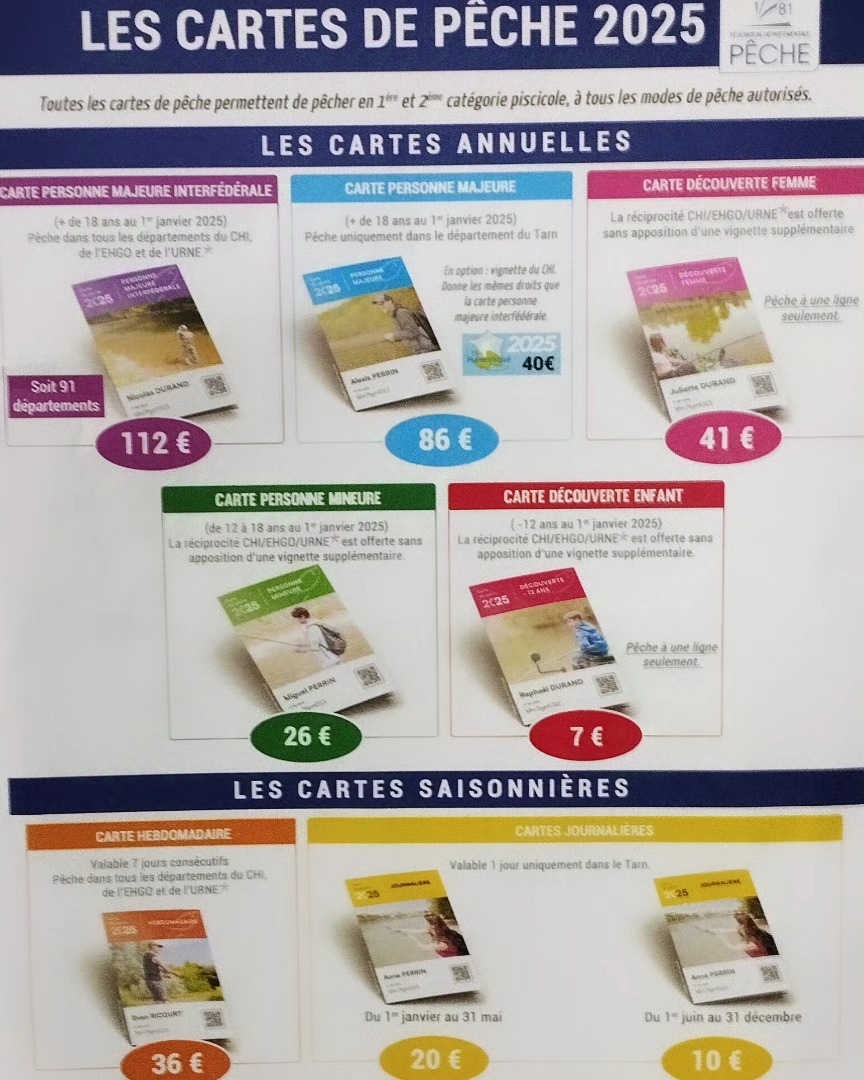 La carte de pêche TARN 2025
