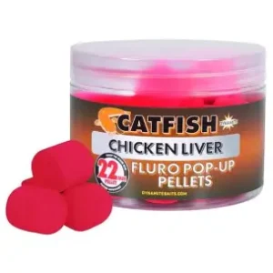 Catfish Chicken Liver Fluro Pop-up Pellets Dynamite 22mm